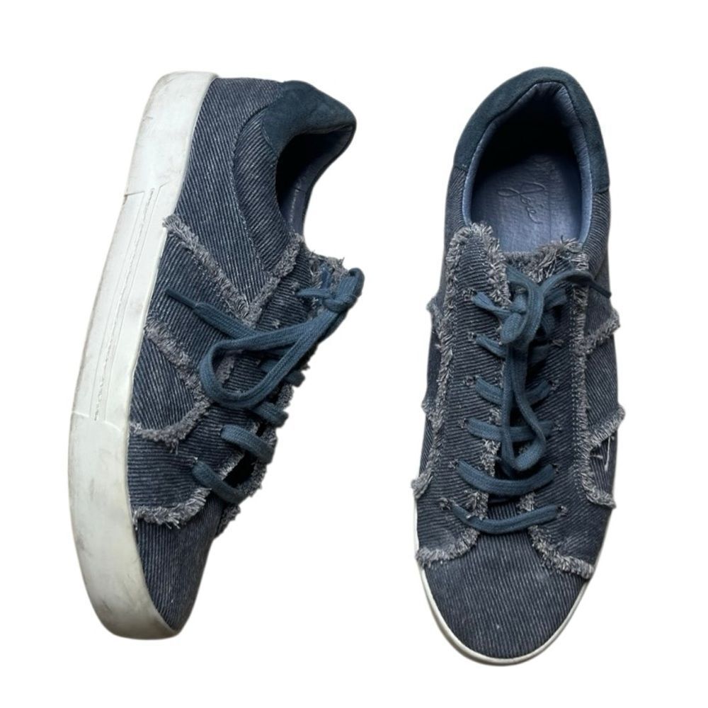Joie Dakota dark blue frayed denim sneakers Size 37.5